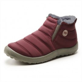 Unisex Waterproof Fur Lined Flat Heel Snow Boots