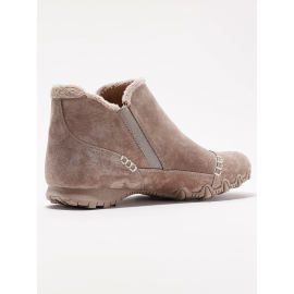 Faux Leather Panel Zip and Fleece Soft Ankle Ankle Boots