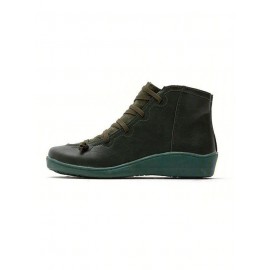 Women Lether Fall Flat Heel PU Boots