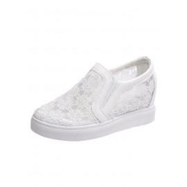 Flower Embroidery Detail Hidden Heeled Shoes