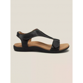 Retro Solid Color Casual Velcro Portable Sandals