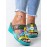 Retro Color Contrast Ethnic Style Flower Hollow Wedge Sandals