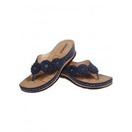 Vintage Floral Casual Wedge Flip-Flops